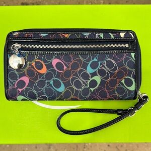 Coach Multicolor Signature Wristlet Wallet